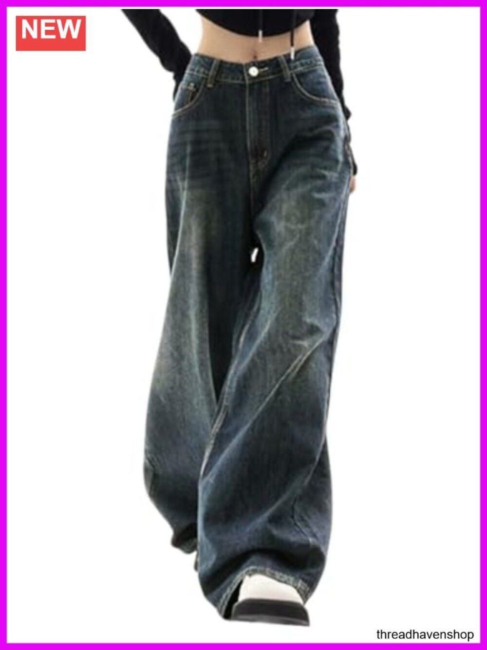 Wide Leg Baggy Jeans High Waist Y2K Boyfriend Fit Vintage Streetwear Grunge